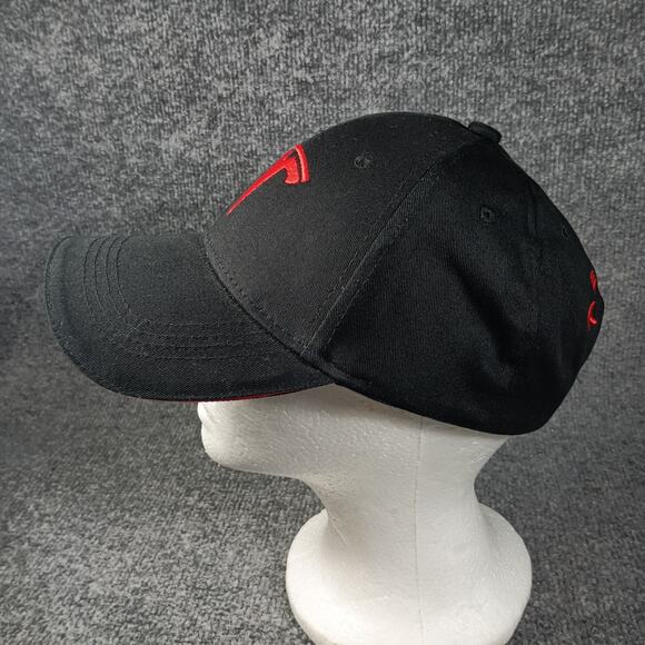 Tesla Hat Cap Logo One Size Black Red Piping Strapback Spellout - Picture 3 of 8